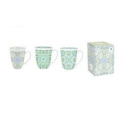 Tass Teefiltriga DKD Home Decor Portselan Sinine Roostevaba teras Roheline (380 ml) (3 Ühikut) цена и информация | Стаканы, фужеры, кувшины | kaup24.ee