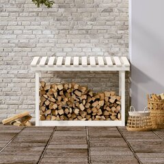 vidaXL küttepuude rest, valge, 108x64,5x78 cm, männipuit цена и информация | Принадлежности для отопительного оборудования | kaup24.ee