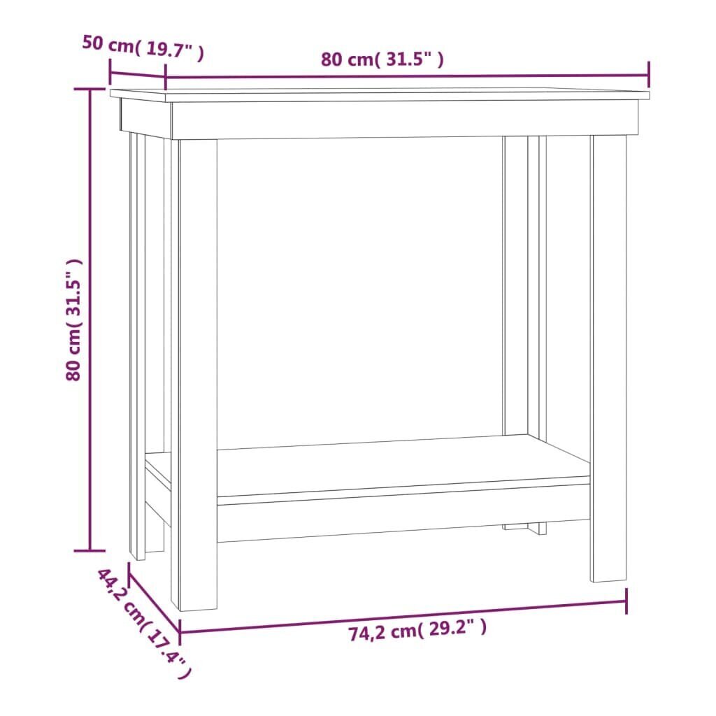 vidaXL tööpink, must, 80x50x80 cm, männipuit цена и информация | Elektrilised saed, mootorsaed ja tarvikud | kaup24.ee