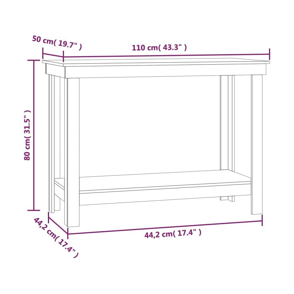 vidaXL tööpink, valge, 110x50x80 cm, männipuit hind ja info | Elektrilised saed, mootorsaed ja tarvikud | kaup24.ee