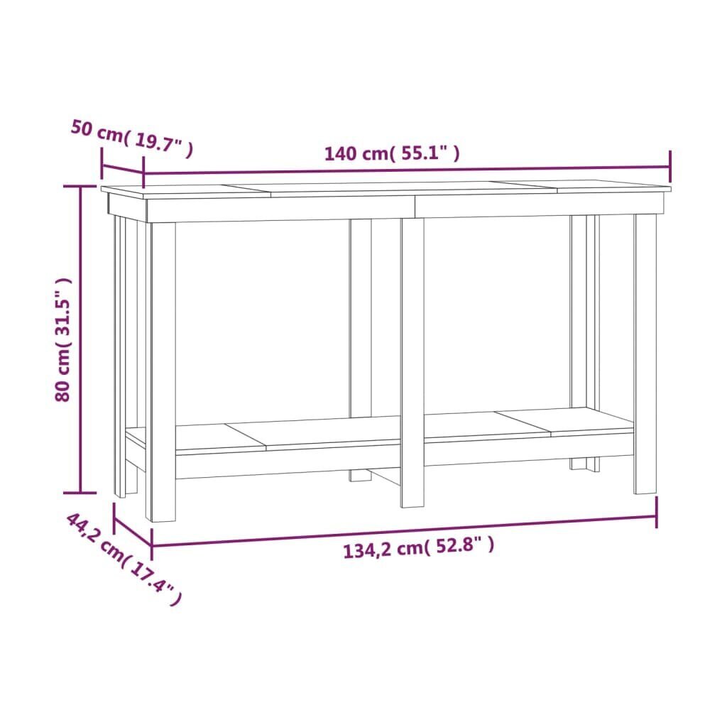 vidaXL tööpink, must, 140 x 50 x 80 cm, männipuit цена и информация | Elektrilised saed, mootorsaed ja tarvikud | kaup24.ee