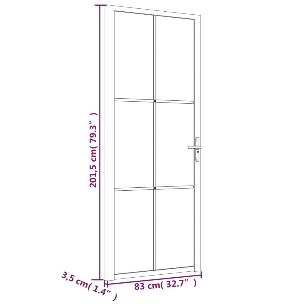 vidaXL siseuks, 83x201,5 cm, valge, ESG-klaas ja alumiinium hind ja info | Siseuksed | kaup24.ee