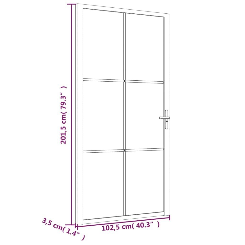 vidaXL siseuks, 102,5 x 201,5 cm, valge, ESG-klaas ja alumiinium цена и информация | Siseuksed | kaup24.ee