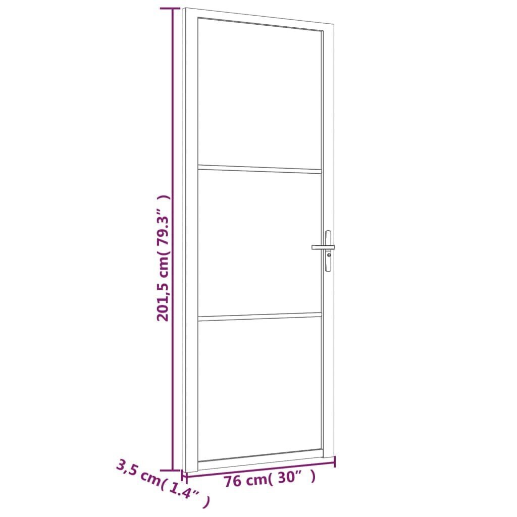 vidaXL siseuks, 76 x 201,5 cm, must, matt klaas ja alumiinium hind ja info | Siseuksed | kaup24.ee