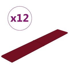 vidaXL seinapaneelid 12 tk, veinipunane, 90 x 15 cm, samet, 1,62 m² цена и информация | Элементы декора для стен, потолка | kaup24.ee