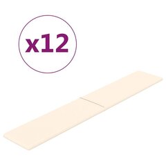 vidaXL seinapaneelid 12 tk, kreemjas, 90 x 15 cm, samet, 1,62 m² hind ja info | Lae-, seinakaunistus elemendid | kaup24.ee