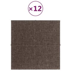 vidaXL seinapaneelid 12 tk, pruunikashall, 30 x 30 cm, kangas, 1,08 m² hind ja info | Lae-, seinakaunistus elemendid | kaup24.ee