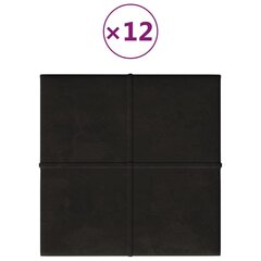 vidaXL seinapaneelid 12 tk, must, 30 x 30 cm, samet, 1,08 m² hind ja info | Lae-, seinakaunistus elemendid | kaup24.ee