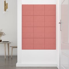 vidaXL seinapaneelid 12 tk, roosa, 30 x 30 cm, samet, 1,08 m² hind ja info | Lae-, seinakaunistus elemendid | kaup24.ee