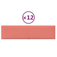 vidaXL seinapaneelid 12 tk, roosa, 60 x 15 cm, samet, 1,08 m² hind ja info | Lae-, seinakaunistus elemendid | kaup24.ee
