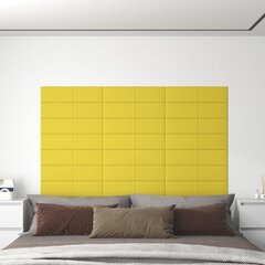 vidaXL seinapaneelid 12 tk, kollane, 60 x 15 cm, kangas, 1,08 m² цена и информация | Элементы декора для стен, потолка | kaup24.ee