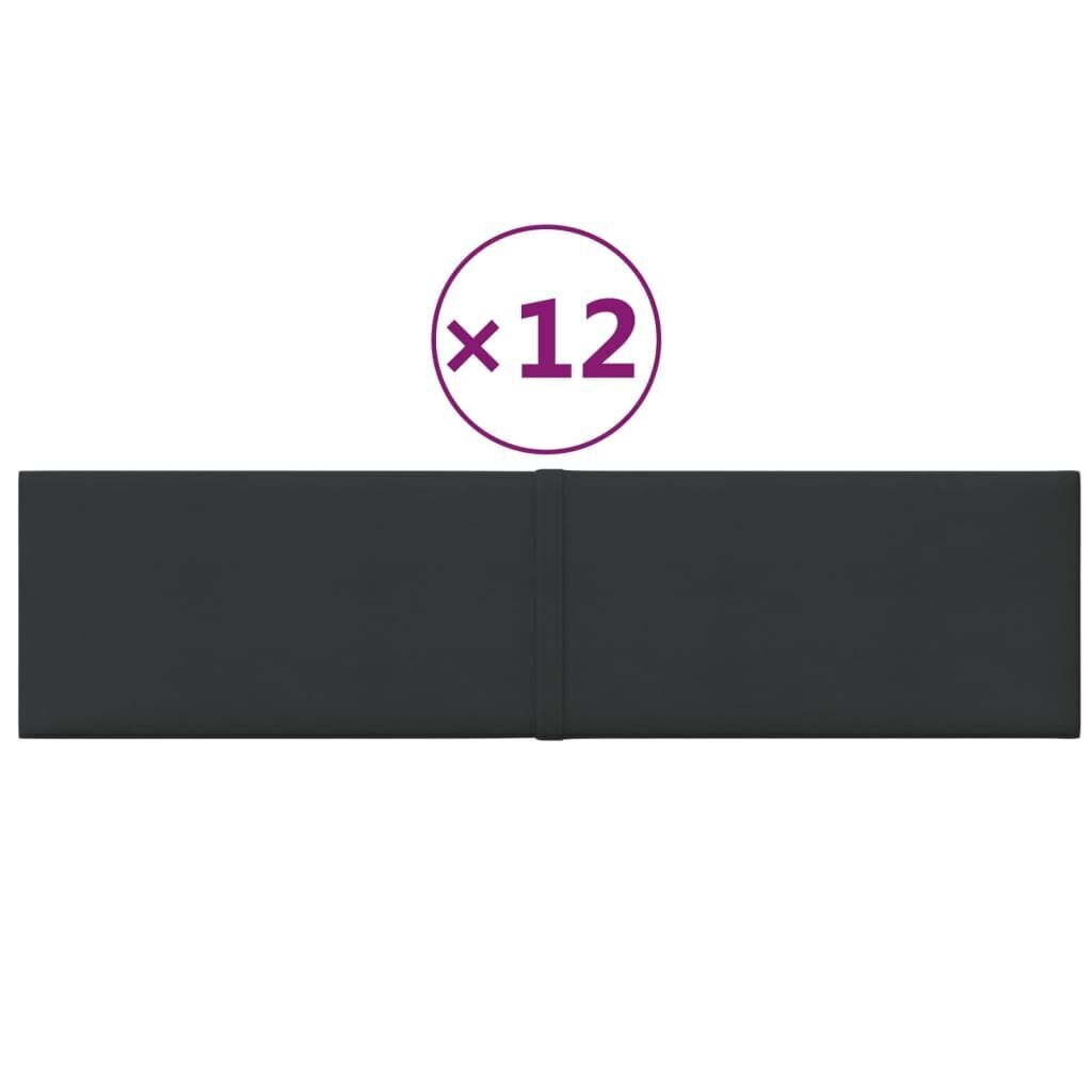 vidaXL seinapaneelid 12 tk, must, 60 x 15 cm, kangas, 1,08 m² цена и информация | Lae-, seinakaunistus elemendid | kaup24.ee