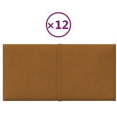 vidaXL seinapaneelid 12 tk, pruun, 30 x 15 cm, samet, 0,54 m² цена и информация | Элементы декора для стен, потолка | kaup24.ee