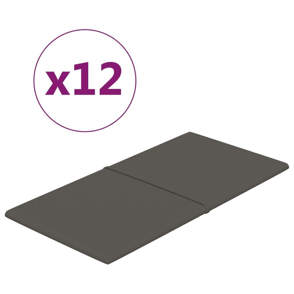 vidaXL seinapaneelid 12 tk, tumehall, 60 x 30 cm, samet, 2,16 m² hind ja info | Lae-, seinakaunistus elemendid | kaup24.ee