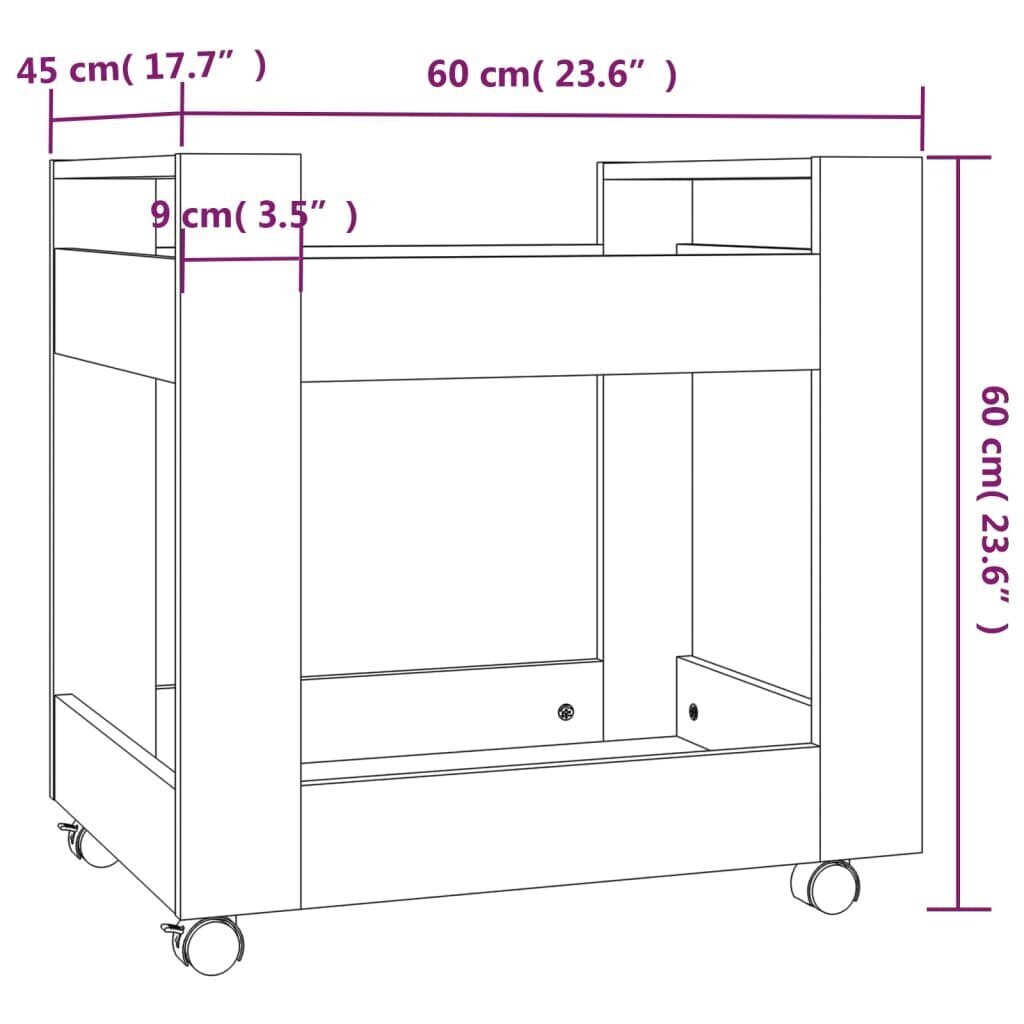 vidaXL lauakäru valge 60x45x60 cm tehispuit hind ja info | Riiulid | kaup24.ee