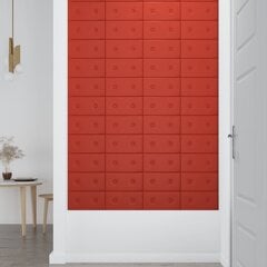 vidaXL seinapaneelid 12 tk, punane, 30 x 15 cm, kunstnahk, 0,54 m² hind ja info | Lae-, seinakaunistus elemendid | kaup24.ee
