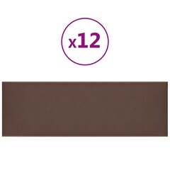 vidaXL seinapaneelid 12 tk, pruun, 90 x 30 cm, kunstnahk, 3,24 m² hind ja info | Lae-, seinakaunistus elemendid | kaup24.ee