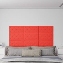 vidaXL seinapaneelid 12 tk, punane, 60 x 30 cm, kunstnahk, 2,16 m² hind ja info | Lae-, seinakaunistus elemendid | kaup24.ee