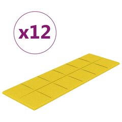 vidaXL seinapaneelid 12 tk, kollane, 90 x 30 cm, kangas, 3,24 m² цена и информация | Элементы декора для стен, потолка | kaup24.ee