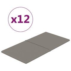 vidaXL seinapaneelid 12 tk, helehall, 60 x 30 cm, samet, 2,16 m² цена и информация | Элементы декора для стен, потолка | kaup24.ee