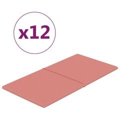 vidaXL seinapaneelid 12 tk, roosa, 60 x 30 cm, samet, 2,16 m² цена и информация | Элементы декора для стен, потолка | kaup24.ee