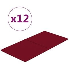 vidaXL seinapaneelid 12 tk, punane, 60 x 30 cm, samet, 2,16 m² цена и информация | Элементы декора для стен, потолка | kaup24.ee