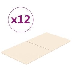 vidaXL seinapaneelid 12 tk, kreemjas, 60 x 30 cm, samet, 2,16 m² цена и информация | Элементы декора для стен, потолка | kaup24.ee