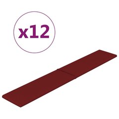 vidaXL seinapaneelid 12 tk, veinipunane, 90 x 15 cm, kangas, 1,62 m² цена и информация | Элементы декора для стен, потолка | kaup24.ee