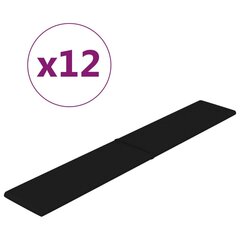 vidaXL seinapaneelid 12 tk, must, 90 x 15 cm, kangas, 1,62 m² hind ja info | Lae-, seinakaunistus elemendid | kaup24.ee