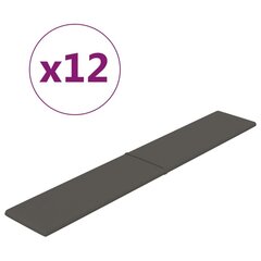 vidaXL seinapaneelid 12 tk, tumehall, 90 x 15 cm, samet, 1,62 m² hind ja info | Lae-, seinakaunistus elemendid | kaup24.ee