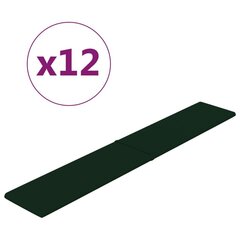 vidaXL seinapaneelid 12 tk, tumeroheline, 90 x 15 cm, samet, 1,62 m² цена и информация | Элементы декора для стен, потолка | kaup24.ee