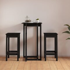 vidaXL 3-osaline baarikomplekt, must, männipuit цена и информация | Комплекты мебели для столовой | kaup24.ee