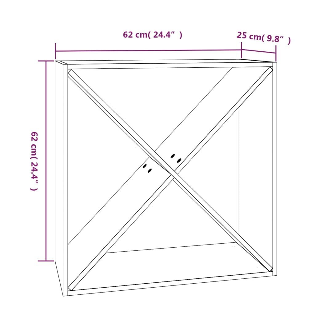 vidaXL veinikapp, must, 62 x 25 x 62 cm, männipuit hind ja info | Köögikapid | kaup24.ee