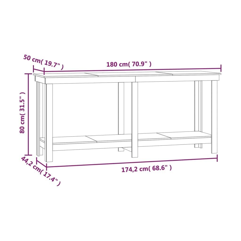 vidaXL tööpink, 180x50x80 cm, männipuit hind ja info | Elektrilised saed, mootorsaed ja tarvikud | kaup24.ee