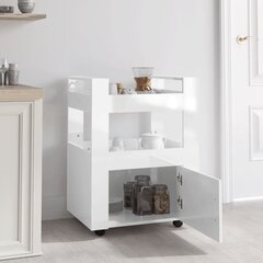 vidaXL köögikäru, kõrgläikega valge, 60 x 45 x 80 cm, tehispuit hind ja info | Riiulid | kaup24.ee