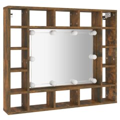 vidaXL peegelkapp LEDiga, suitsutatud tamm, 91 x 15 x 76,5 cm цена и информация | Шкафчики для ванной | kaup24.ee