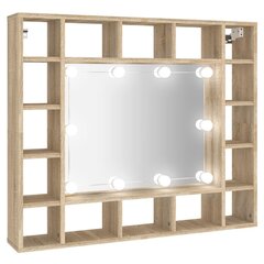 vidaXL peegelkapp LEDiga, Sonoma tamm, 91 x 15 x 76,5 cm hind ja info | Vannitoakapid | kaup24.ee