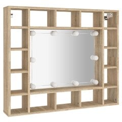 vidaXL peegelkapp LEDiga, Sonoma tamm, 91 x 15 x 76,5 cm цена и информация | Шкафчики для ванной | kaup24.ee