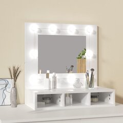 vidaXL peegelkapp kõrgläikega valge LEDiga 60x31,5x62 cm цена и информация | Шкафчики для ванной | kaup24.ee