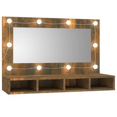 vidaXL peegelkapp suitsutatud tamm LEDiga 90x31,5x62 cm hind ja info | Vannitoakapid | kaup24.ee
