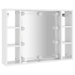 vidaXL peegelkapp LEDiga, kõrgläikega valga, 76 x 15 x 55 cm цена и информация | Шкафчики для ванной | kaup24.ee