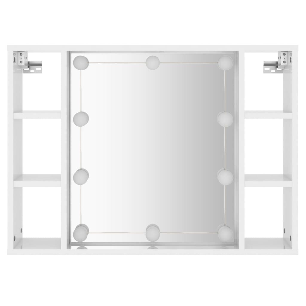 vidaXL peegelkapp LEDiga, kõrgläikega valga, 76 x 15 x 55 cm hind ja info | Vannitoakapid | kaup24.ee