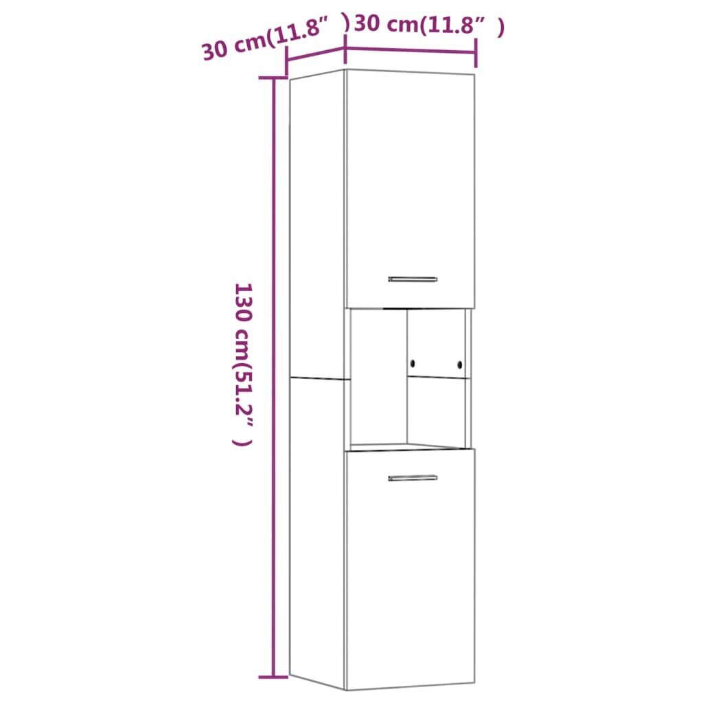 vidaXL vannitoakapp, suitsutatud tamm, 30 x 30 x 130 cm, tehispuit цена и информация | Vannitoakapid | kaup24.ee