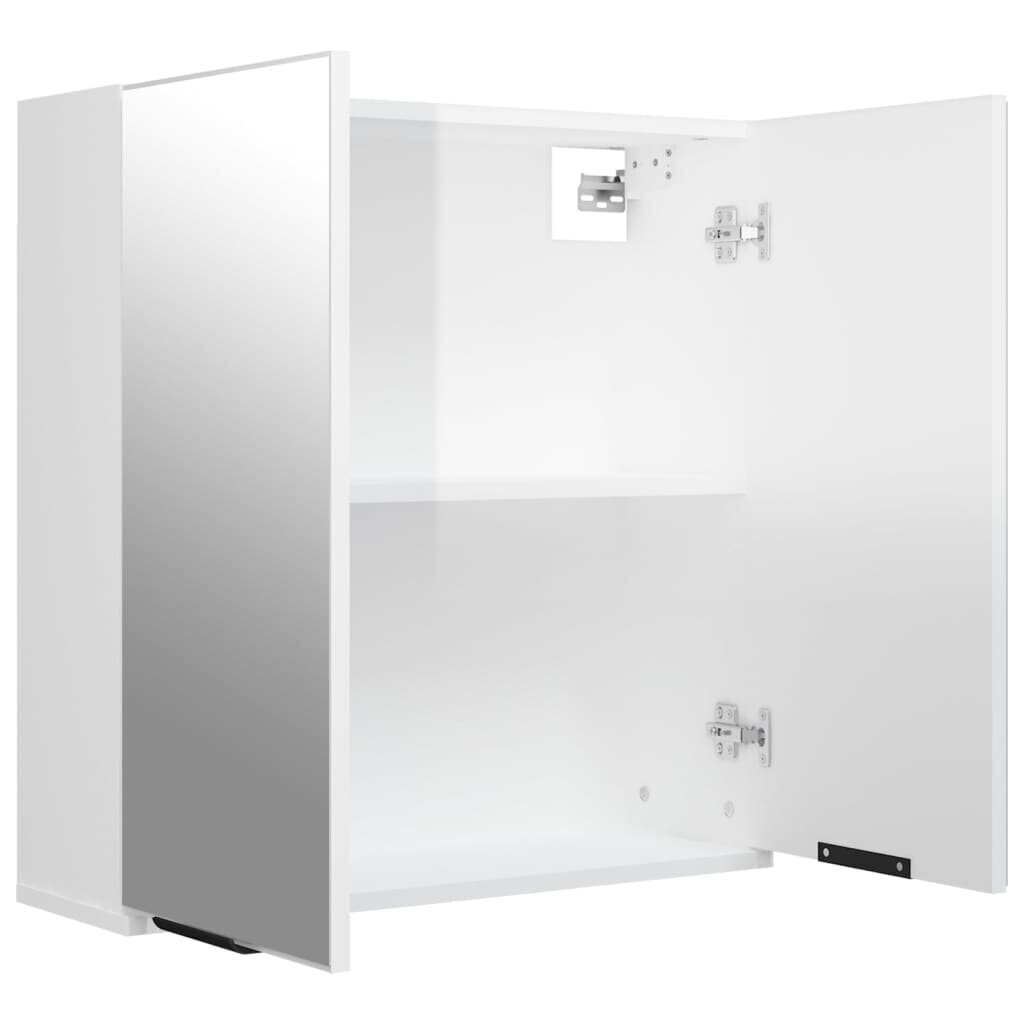 vidaXL vannitoa peegelkapp, kõrgläikega valge, 64 x 20 x 67 cm hind ja info | Vannitoakapid | kaup24.ee