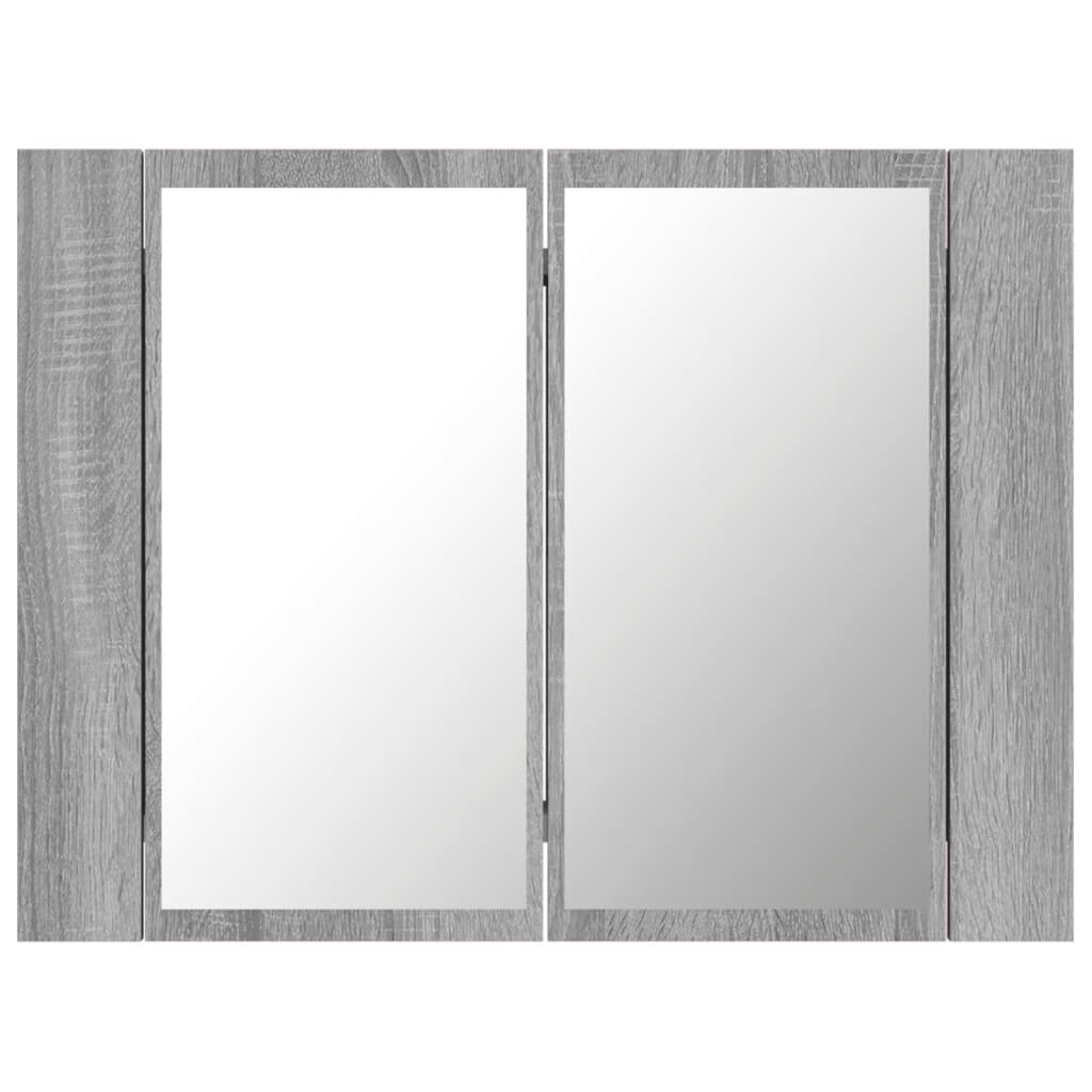 vidaXL LED-peegelkapp, hall Sonoma tamm, 60 x 12 x 45 cm, tehispuit hind ja info | Vannitoakapid | kaup24.ee