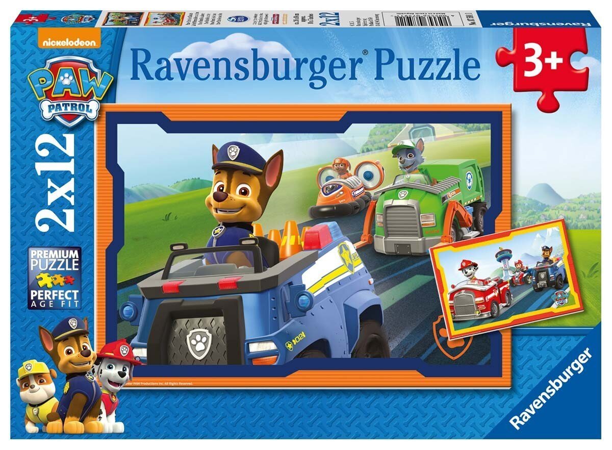 Pusle Ravensburger Paw Patrol (Käpapatrull) 2x12 tk цена и информация | Pusled | kaup24.ee