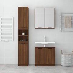 vidaXL 3-osaline vannitoakappide komplekt, pruun tamm, tehispuit hind ja info | Vannitoa komplektid | kaup24.ee