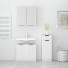 vidaXL 3-osaline vannitoakappide komplekt, kõrgläikega valge tehispuit hind ja info | Vannitoa komplektid | kaup24.ee