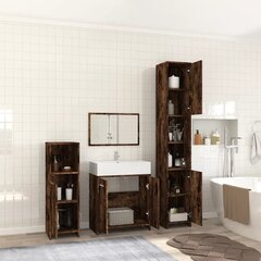 vidaXL 4-osaline vannitoa mööblikomplekt, suitsutatud tamm, tehispuit hind ja info | Vannitoa komplektid | kaup24.ee
