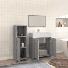 vidaXL 3-osaline vannitoamööbli komplekt, hall Sonoma tamm, tehispuit hind ja info | Vannitoa komplektid | kaup24.ee